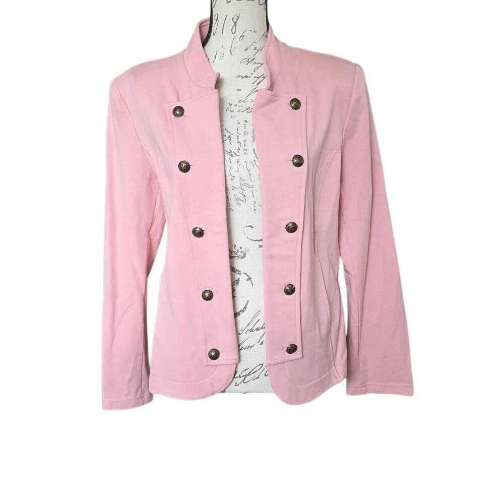 Tommy Hilfiger Women's Size XL Pink Rose Button Detail Open Front Blazer